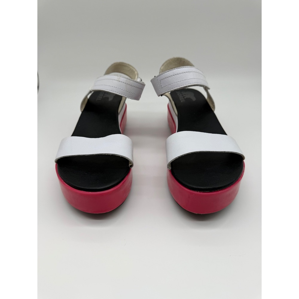 Sorel Kinetic Impact Y-Strap High Platform Sandals White Pink Size 8.5 - Picture 3 of 9